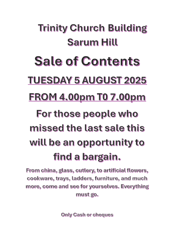 Trinity Contents Sale 5 Aug 2025