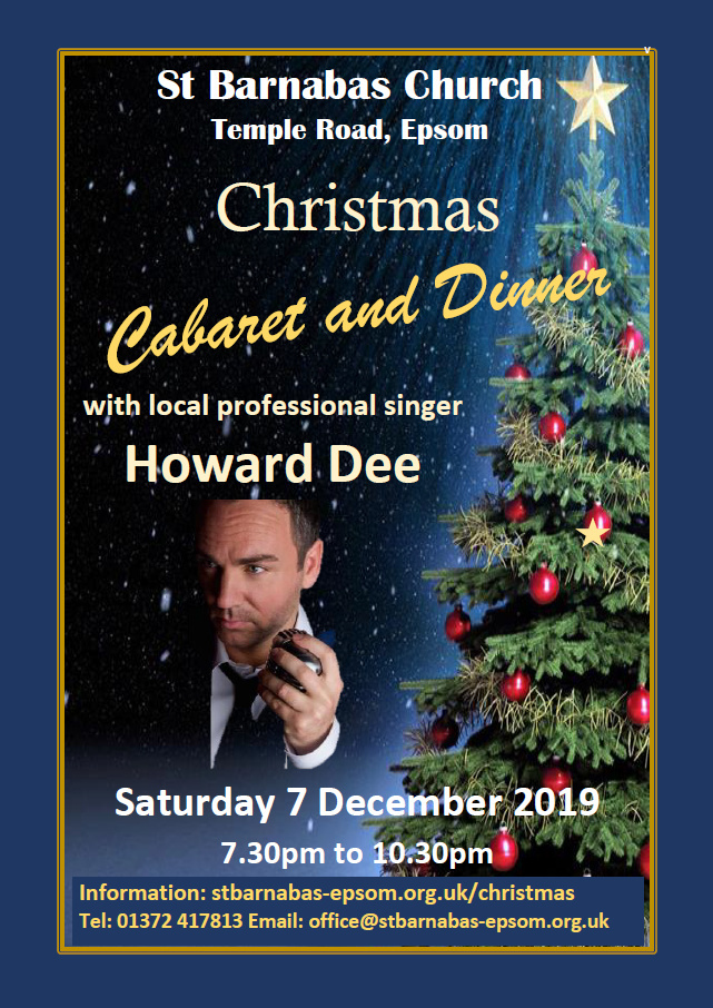 Poster for the Christmas Cabaret and St Barnabas Epsom