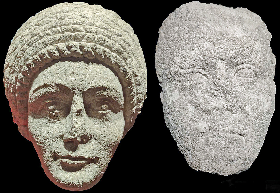 Two Roman stone head busts from Stoke Mandeville HS2 dig