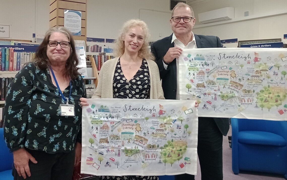 Local Author Event Matt Greydon and Louise Fein with stoneleigh tea towel