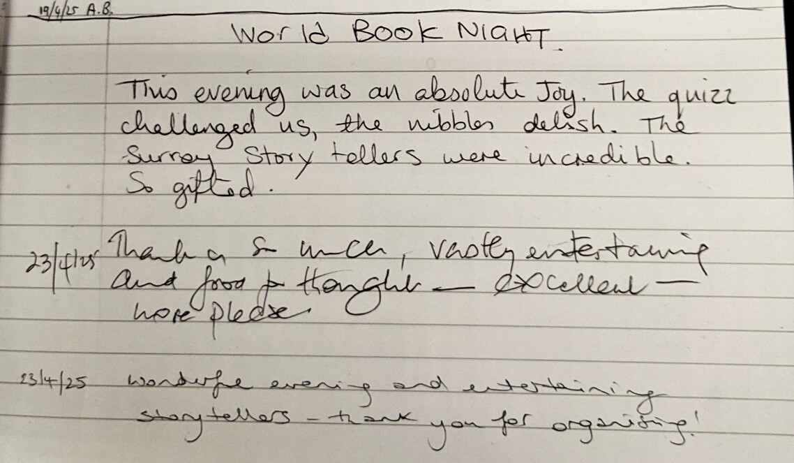 World Book Night 2025 Comments Book