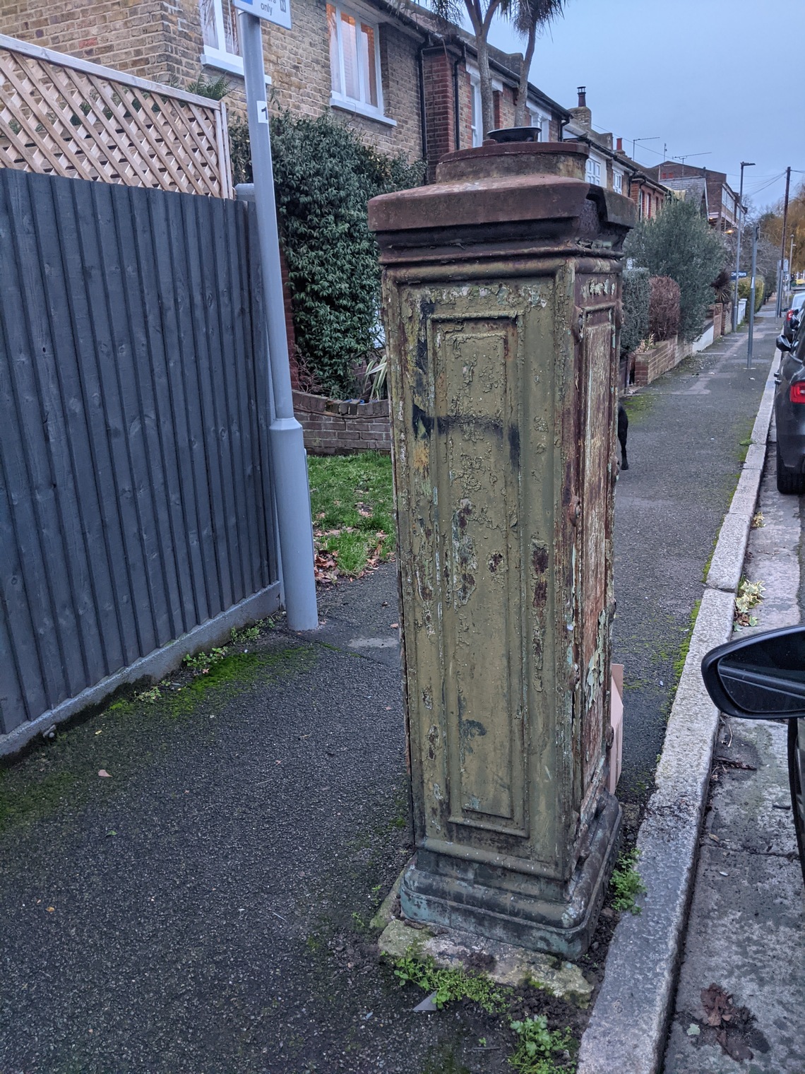 View of pillar box looking down Piper Road