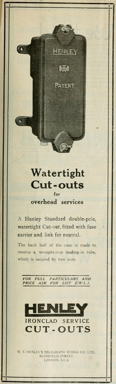 The logo on the bottom of the Piper Road pillar box mirrors that of this 1922 WT Henley advert