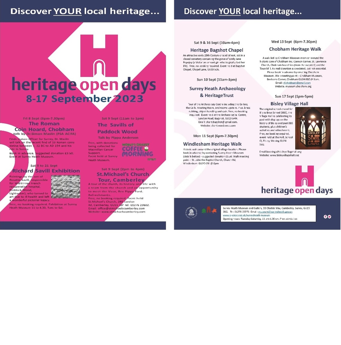 Flyer featuring all the Heritage Open Days events for 2023