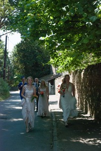 A Bride walks to the Ceremony