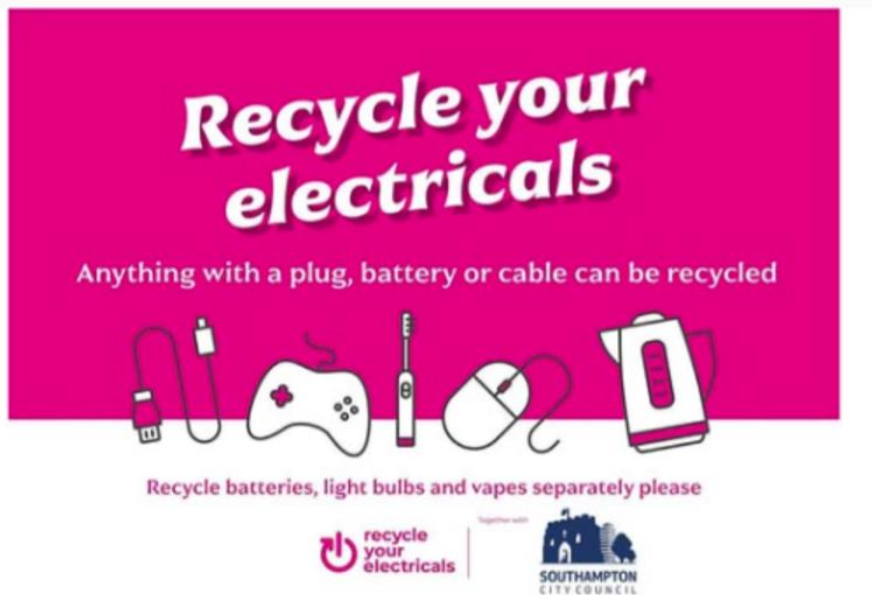 Poster to advertise electrical recycling event in Southampton