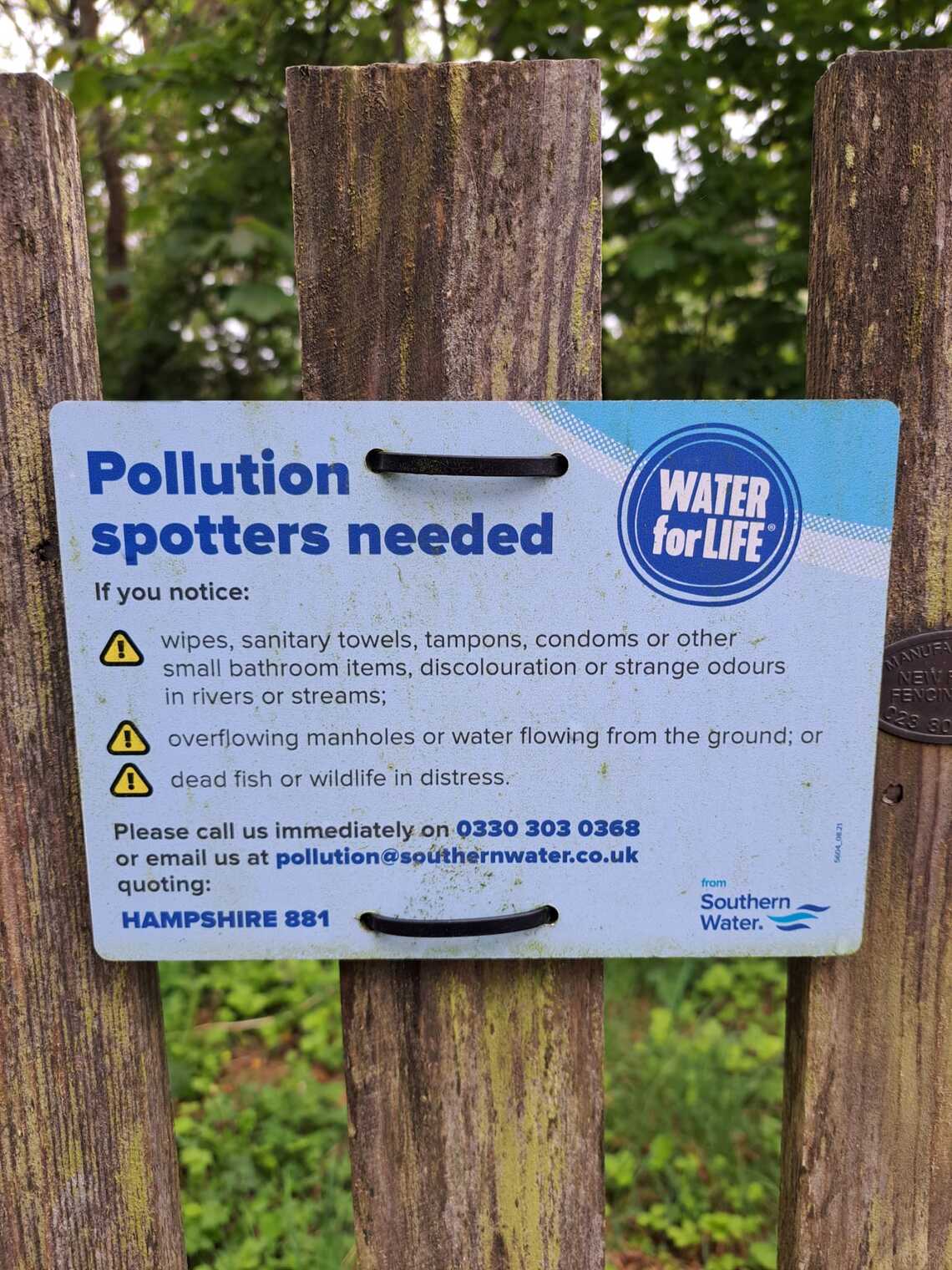 Pollution spotter notice from Southern Water