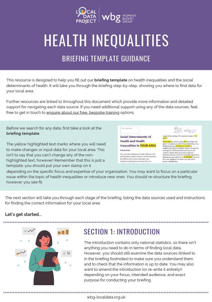 Health inequalities briefing template guidance front page