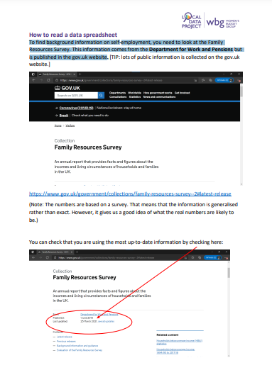 Image of first page of how to read a spreadsheet