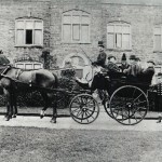 The family’s four wheeled dog cart outside the east front of Langdon Court. Mr Pattington is the coachman, with passengers Frank and Mary Jervis; Mrs Coulthard; Colonel Gore; Major Nepean and Richard Cory. Mr Bryant the groom, stands behind. The horses are ‘Duke’ and ‘Emperor’. 1892 The family’s four wheeled dog cart outside the east front of Langdon Court. Mr Pattington is the coachman, with passengers Frank and Mary Jervis; Mrs Coulthard; Colonel Gore; Major Nepean and Richard Cory. Mr Bryant the groom, stands behind. The horses are ‘Duke’ and ‘Emperor’. 1892