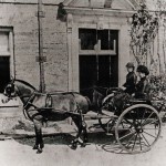 Mrs Bessie Buchan with her stepmother, Mrs Bessie Frances Cory, in the dog cart outside the south front door (the carriage door) 1881 Mrs Bessie Buchan with her stepmother, Mrs Bessie Frances Cory, in the dog cart outside the south front door (the carriage door) 1881
