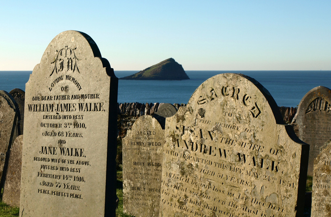 The Mewstone from Wembury Churchyard
