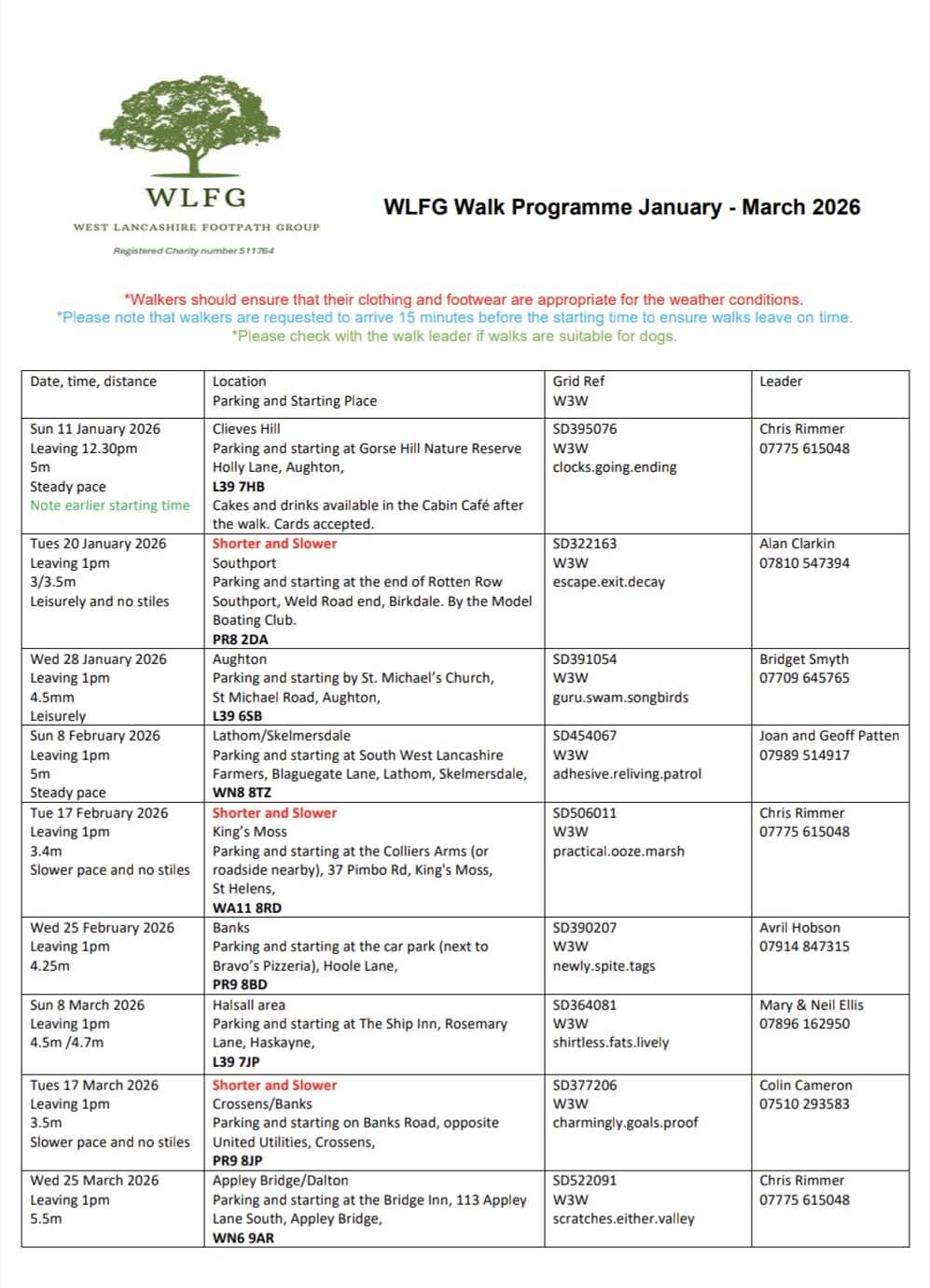 Walk programme