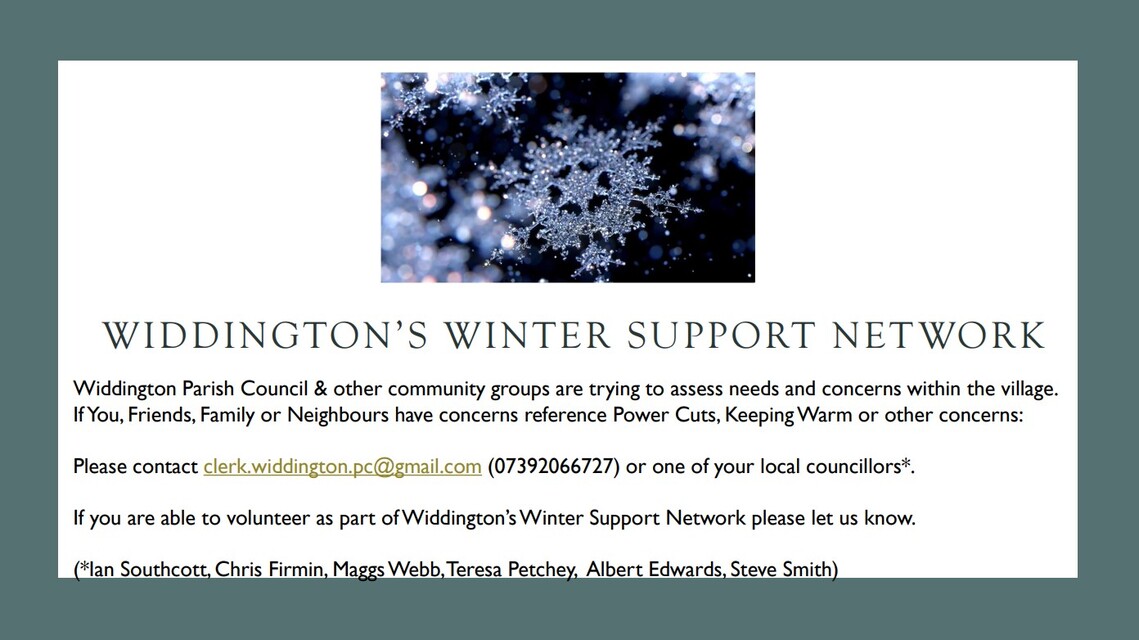 Widdington Winter Support Notice 2022